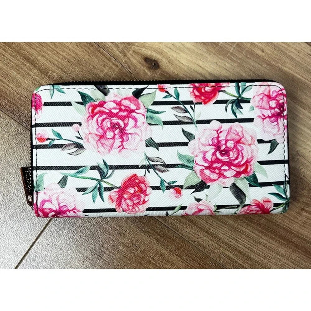 Karma Rose Floral‎ Womens Boho Zip Around Wallet ID Cards